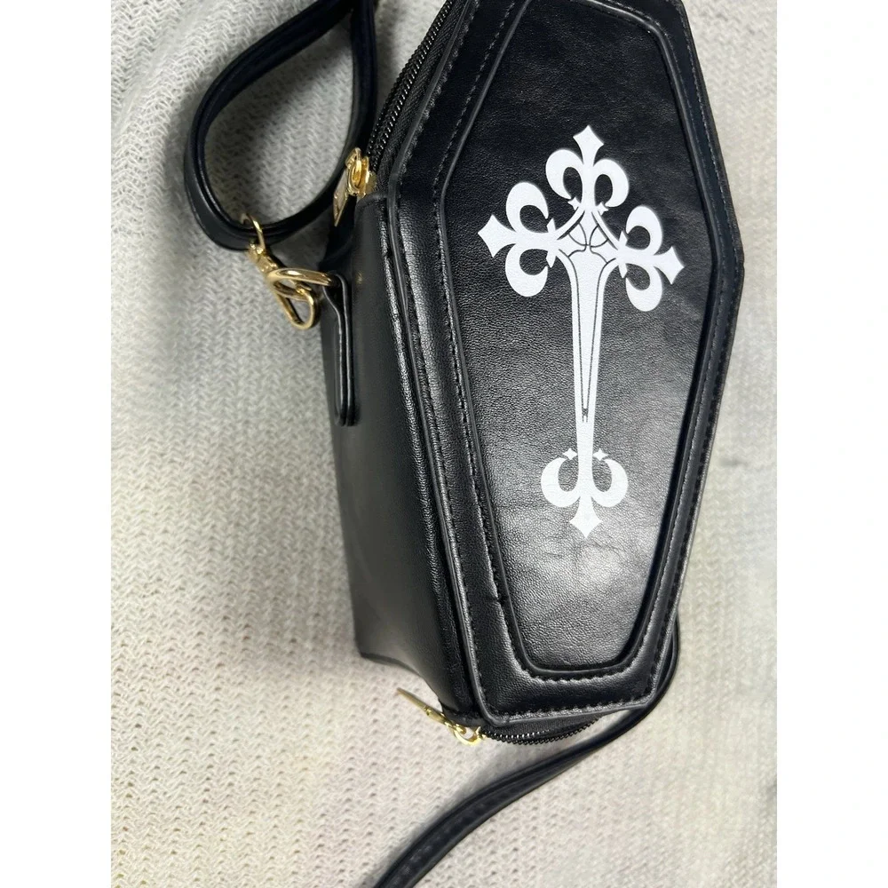 Coffin Crossbody Bag Women Small Black Gothic Cross Spooky Alternative Vampire‎